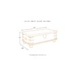 Signature Design by Ashley Carynhurst 52 inch Whitewash Lift-Top Coffee Table with Storage