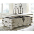 Signature Design by Ashley Carynhurst 52 inch Whitewash Lift-Top Coffee Table with Storage