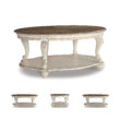 Signature Design by Ashley Realyn Oval Coffee Table with White Frame and Brown Distressed Wood Top