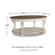 Signature Design by Ashley Realyn Oval Coffee Table with White Frame and Brown Distressed Wood Top