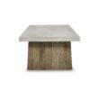 Signature Design by Ashley Brendalhouse Light Brown Coffee Table with Faux Cement Top and Rolling Casters