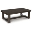 Signature Design by Ashley Breckington Modern Dark Brown Rectangular Coffee Table with Solid Wood Edge