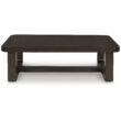 Signature Design by Ashley Breckington Modern Dark Brown Rectangular Coffee Table with Solid Wood Edge