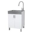 Presenza 24.1-in x 21.3-in 1 -Basin Brushed Steel Drop-in Utility tub with Faucet