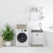 Presenza 24.1-in x 21.3-in 1 -Basin Brushed Steel Drop-in Utility tub with Faucet