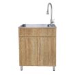 Presenza 28-in x 22-in 1 -Basin Light Oak Drop-in Laundry sink with Cabinet with Drain with Faucet