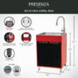 Presenza 24.1-in x 21.3-in 1 -Basin Brushed Steel Drop-in Utility tub with Faucet