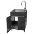 Presenza 24.1-in x 21.3-in 1 -Basin Brushed Steel Drop-in Utility tub with Faucet