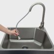 Presenza 24.1-in x 21.3-in 1 -Basin Brushed Steel Drop-in Utility tub with Faucet