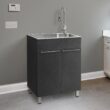 Presenza 24.1-in x 21.3-in 1 -Basin Brushed Steel Drop-in Utility tub with Faucet
