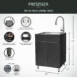 Presenza 24.1-in x 21.3-in 1 -Basin Brushed Steel Drop-in Utility tub with Faucet