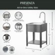 Presenza 24.1-in x 21.3-in 1 -Basin Brushed Steel Drop-in Utility tub with Faucet