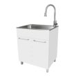 Presenza 28-in x 22-in 1 -Basin White Drop-in Laundry sink with Cabinet with Drain with Faucet