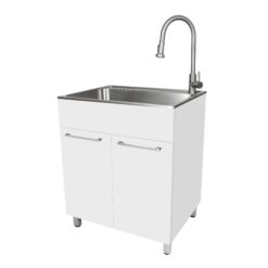 Presenza 28-in x 22-in 1 -Basin White Drop-in Laundry sink with Cabinet with Drain with Faucet