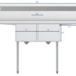 KoolMore 22-in x 52-in 2 -Basin Stainless Steel Freestanding Utility tub with Drain