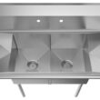 KoolMore 22-in x 52-in 2 -Basin Stainless Steel Freestanding Utility tub with Drain