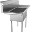 KoolMore 22-in x 52-in 2 -Basin Stainless Steel Freestanding Utility tub with Drain