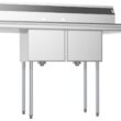 KoolMore 22-in x 52-in 2 -Basin Stainless Steel Freestanding Utility tub with Drain