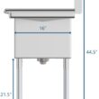 KoolMore 22-in x 52-in 2 -Basin Stainless Steel Freestanding Utility tub with Drain