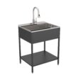 Transolid 22.1-in x 28-in 1 -Basin Matte Black Freestanding Laundry sink with Faucet