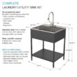 Transolid 22.1-in x 28-in 1 -Basin Matte Black Freestanding Laundry sink with Faucet