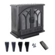 EdenDirect 23.78-in W 5118 -BTU Black-2 Wood and metal Corner Infrared quartz Electric Stove with Thermostat and Remote