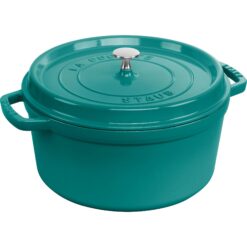 STAUB Cast Iron 7-qt Round Cocotte - Turquoise