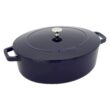STAUB Cast Iron 6.25-qt Shallow Oval Dutch Oven - Dark Blue