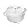 STAUB Cast Iron Round Cocotte Dutch Oven 4-quart serves 3-4 Made in France White