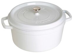 STAUB Cast Iron Round Cocotte Dutch Oven 7-quart serves 7-8 Made in France White
