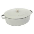 STAUB Cast Iron 6.25-qt Shallow Oval Dutch Oven - White Truffle