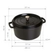 STAUB Cast Iron Round Cocotte Dutch Oven 7-quart serves 7-8 Made in France Matte Black