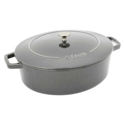 STAUB Cast Iron 6.25-qt Shallow Oval Dutch Oven - Graphite