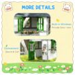 GDFStudio Virex Farmhouse Solid Wood Outdoor Kids Playhouse with Convertible Design and Planter Flower Pot - Dark Grey+Green+White