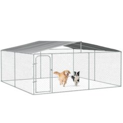 PawHut Outdoor Dog Kennel 15x15x7.5 FT Galvanized Steel&ZeroWidthSpace;