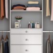 Easy Track Reach-in Tower system White Solid Shelving Wood Closet System
