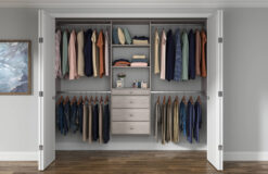 Easy Track Reach-in Tower system Weathered Grey Solid Shelving Wood Closet System
