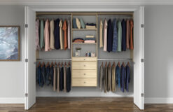 Easy Track Reach-in Tower system Honey Blonde Solid Shelving Wood Closet System