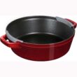 STAUB Cast Iron Set 4-pc Stackable Space-Saving Cookware Set Dutch Oven with Universal Lid Made in France Grenadine