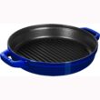 STAUB Cast Iron Set 4-pc Stackable Space-Saving Cookware Set Dutch Oven with Universal Lid Made in France Dark Blue