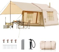 Esazn 4-6 People Inflatable Camping Tents Polyester 6 -Person Tent