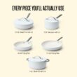 alva Mobi 8-Piece Ceramic Nonstick Cookware Set - Cannoli Cream
