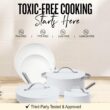 alva Mobi 8-Piece Ceramic Nonstick Cookware Set - Cannoli Cream