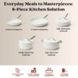 alva Mobi 8-Piece Ceramic Nonstick Cookware Set - Cannoli Cream