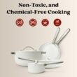 alva Mobi 8-Piece Ceramic Nonstick Cookware Set - Cannoli Cream