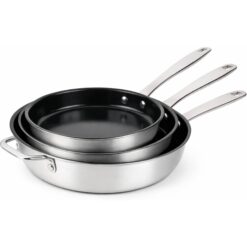 alva Maestro 5-Ply Stainless Steel Nonstick Frying Pan 3-Piece Set (8-in 9.5-in 11-in)