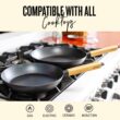 alva Forest 4-Piece Blue Carbon Steel Frying Pan Skillet Non-Toxic Pre-Seasoned Pans and Wok