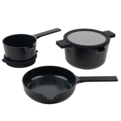 alva Neat 5-Piece Nested Ceramic Cookware Set PFAS and PFOA-Free Ceramic Nonstick Stackable Cookware Set Black