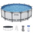Bestway Steel Pro MAX 14 Feetx48 Inches Round Above Ground Swimming Pool with Pump and Cover