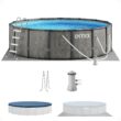 Intex 15-ft x 15-ft x 48-in Metal frame Round Above-Ground Pool with Filter Pump with Ground Cloth with Pool Cover with Ladder